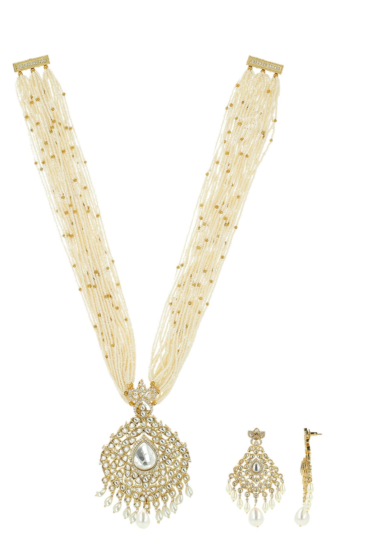Pearl Embellished Necklace Set 