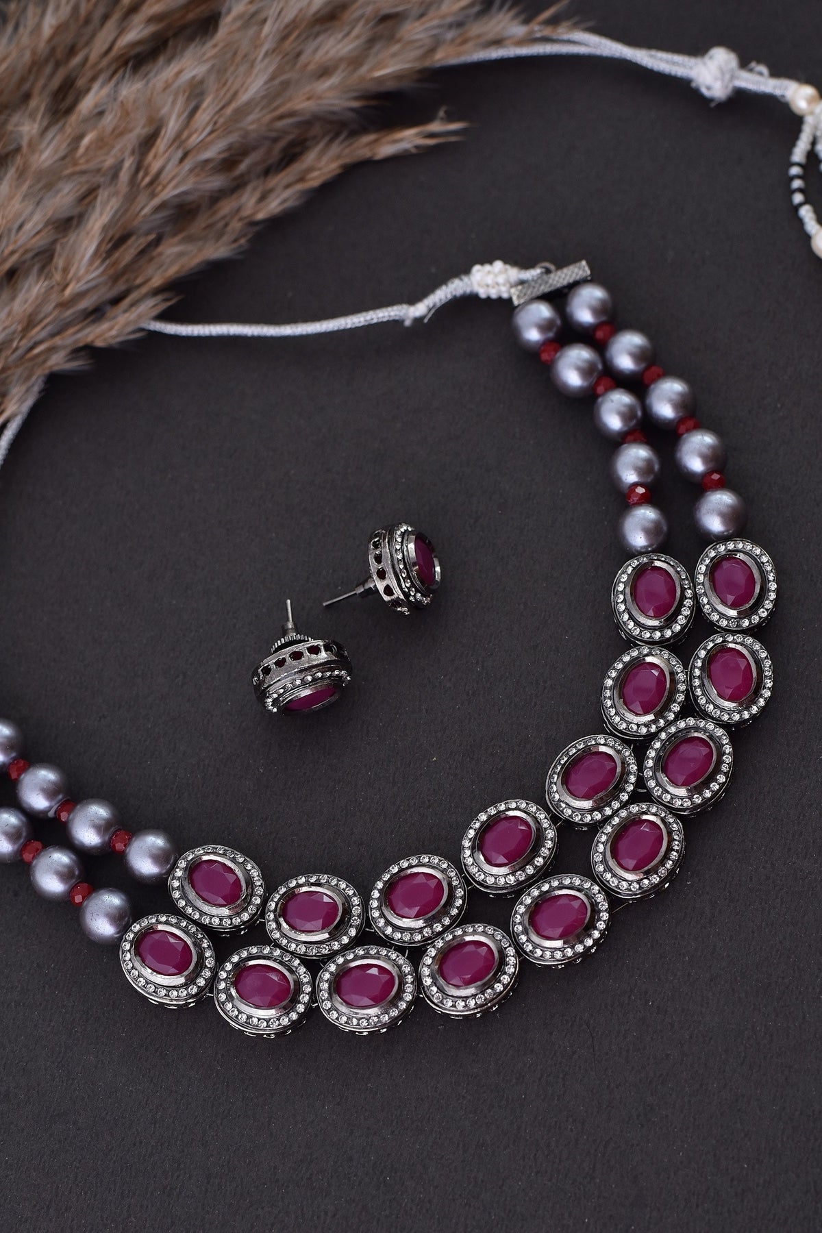 Stone Embellished Layered Choker Set 