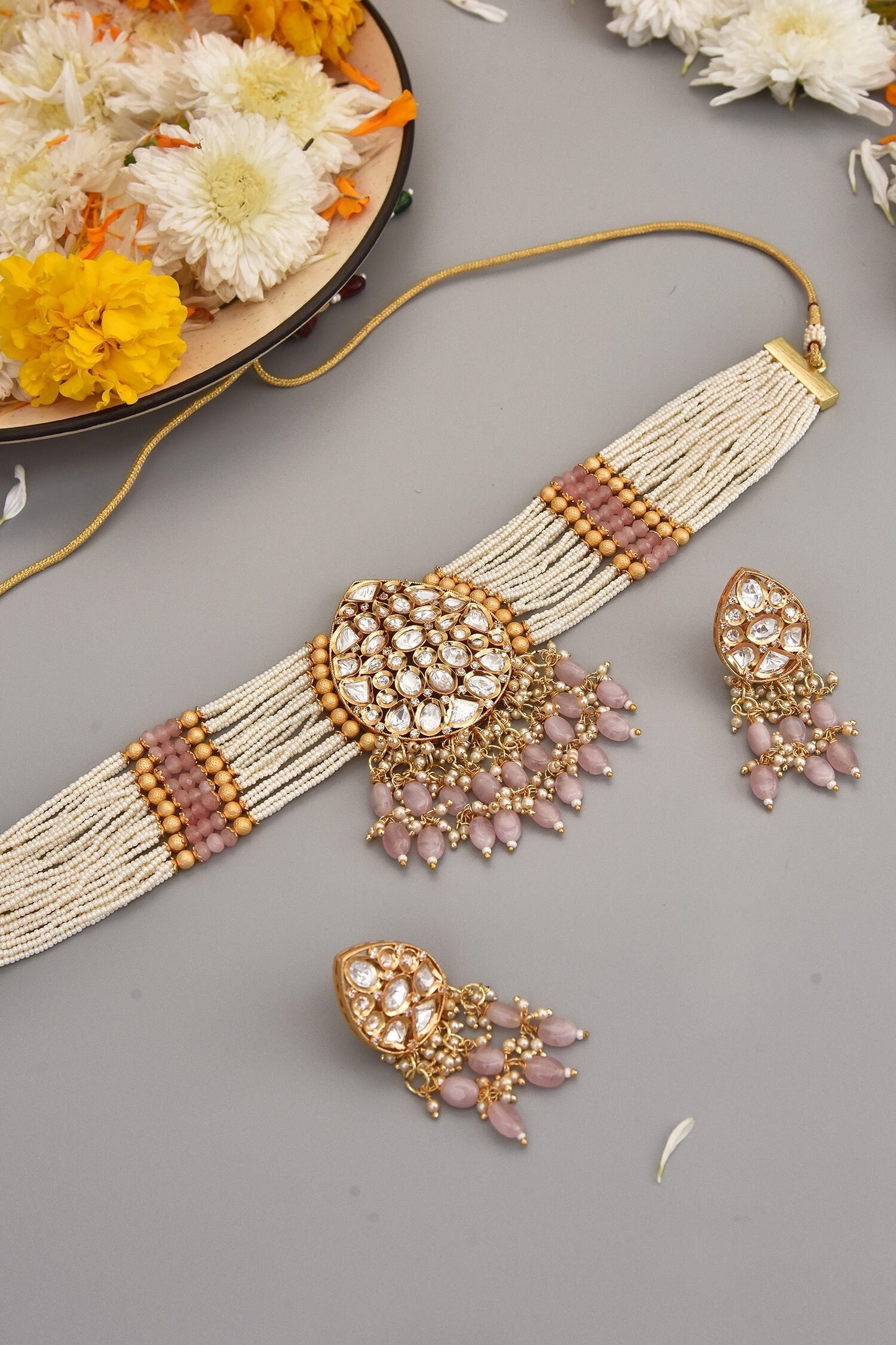 Pearl Embellished Choker Set 