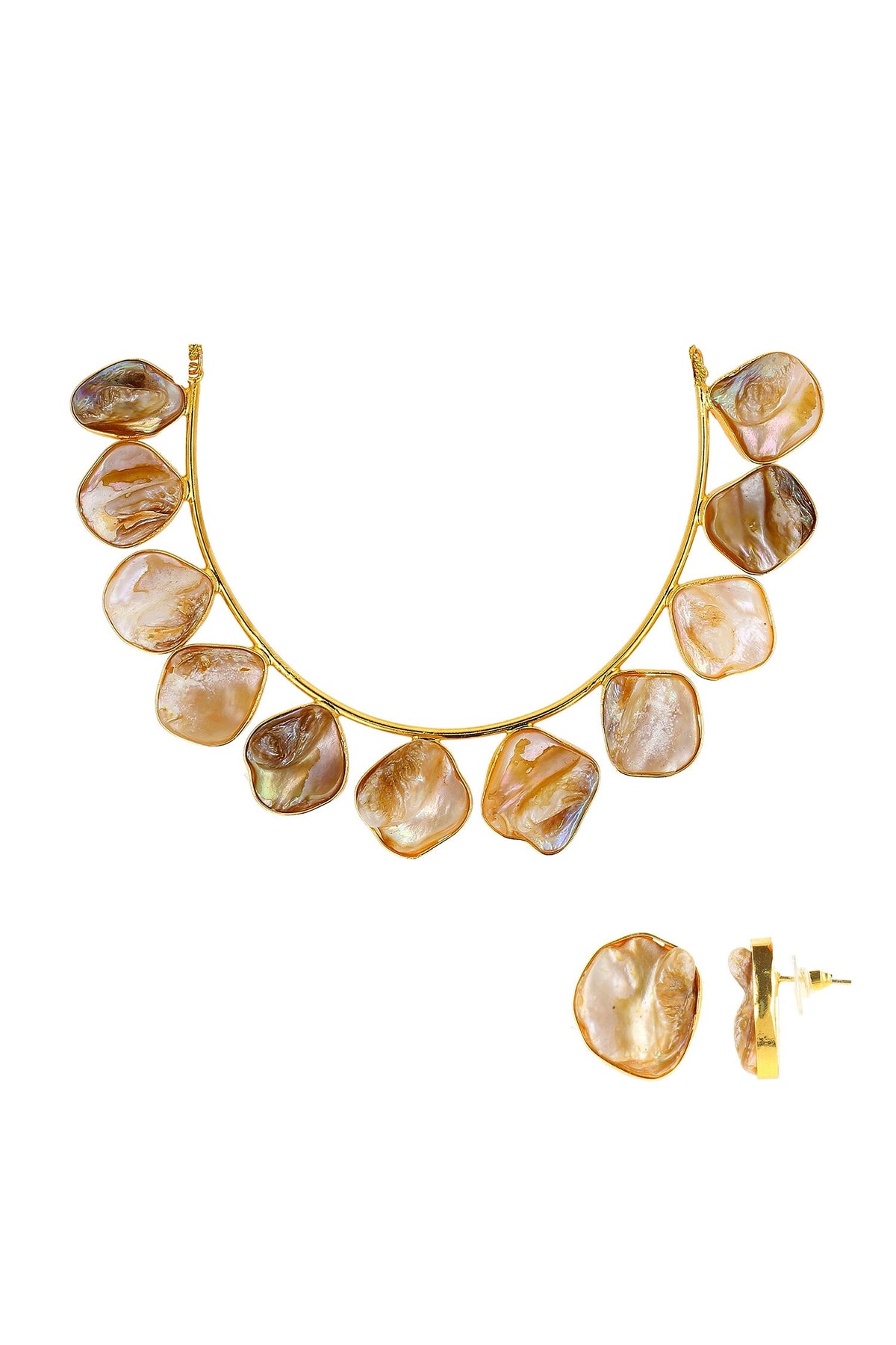 Marble Effect Pearl Choker Necklace Set 