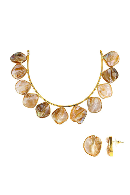 Marble Effect Pearl Choker Necklace Set 