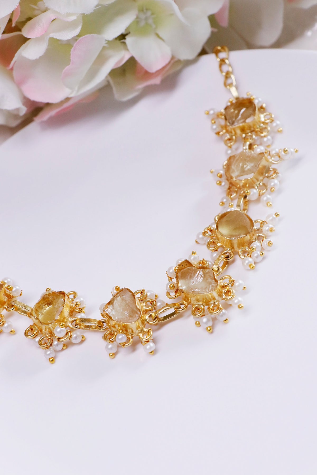Abstract Stone Embellished Necklace 