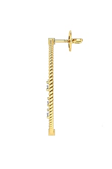 Two-Tone Finish Round-Shaped Diamond Hanging Stud Earrings