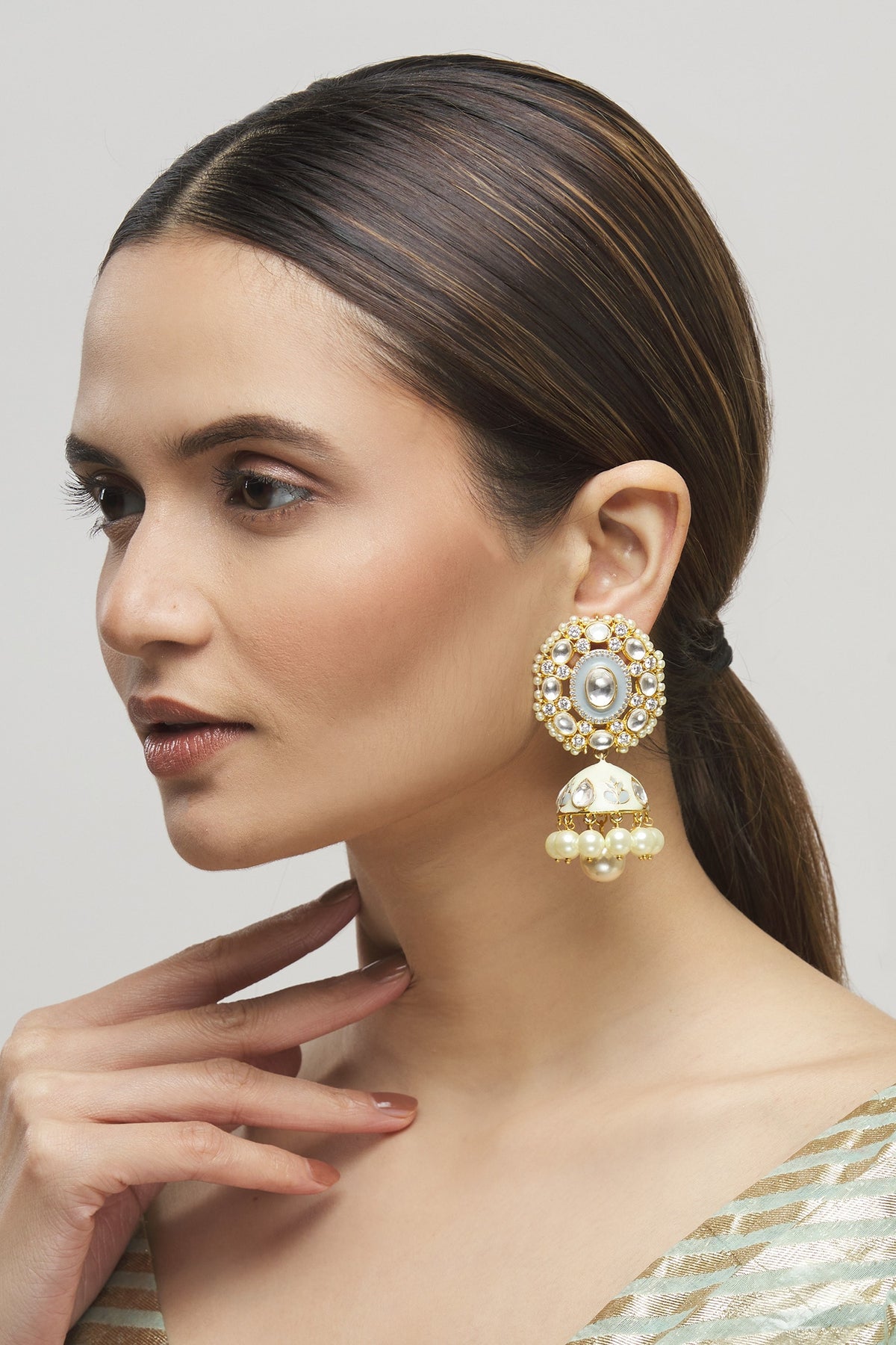 Meenakari Kundan Jhumkas 