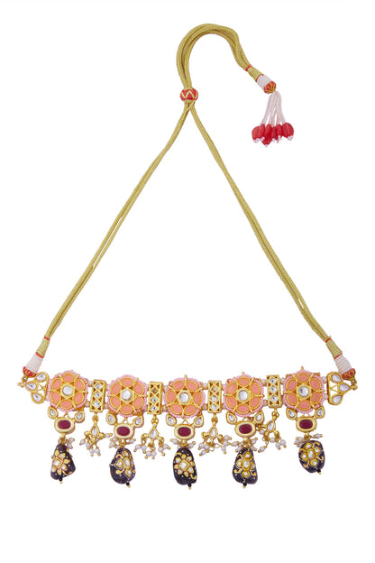 Floral Bead Drop Choker Set 