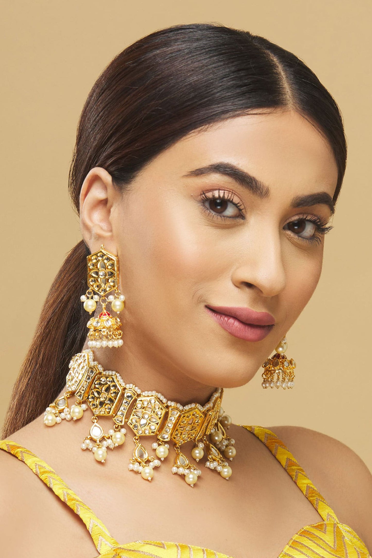  Geometric Kundan Choker Set  