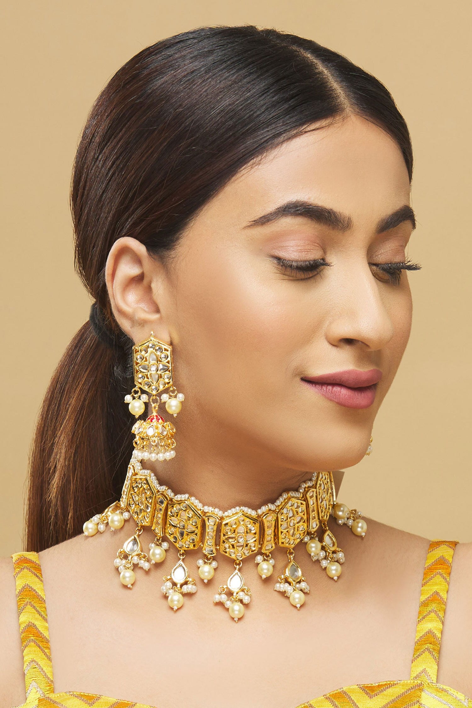  Geometric Kundan Choker Set  