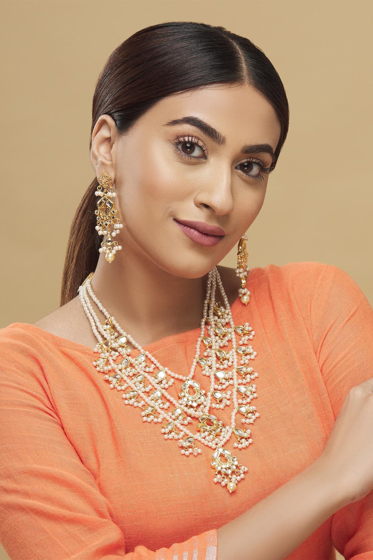 Kundan Layered Pendant Necklace Set  