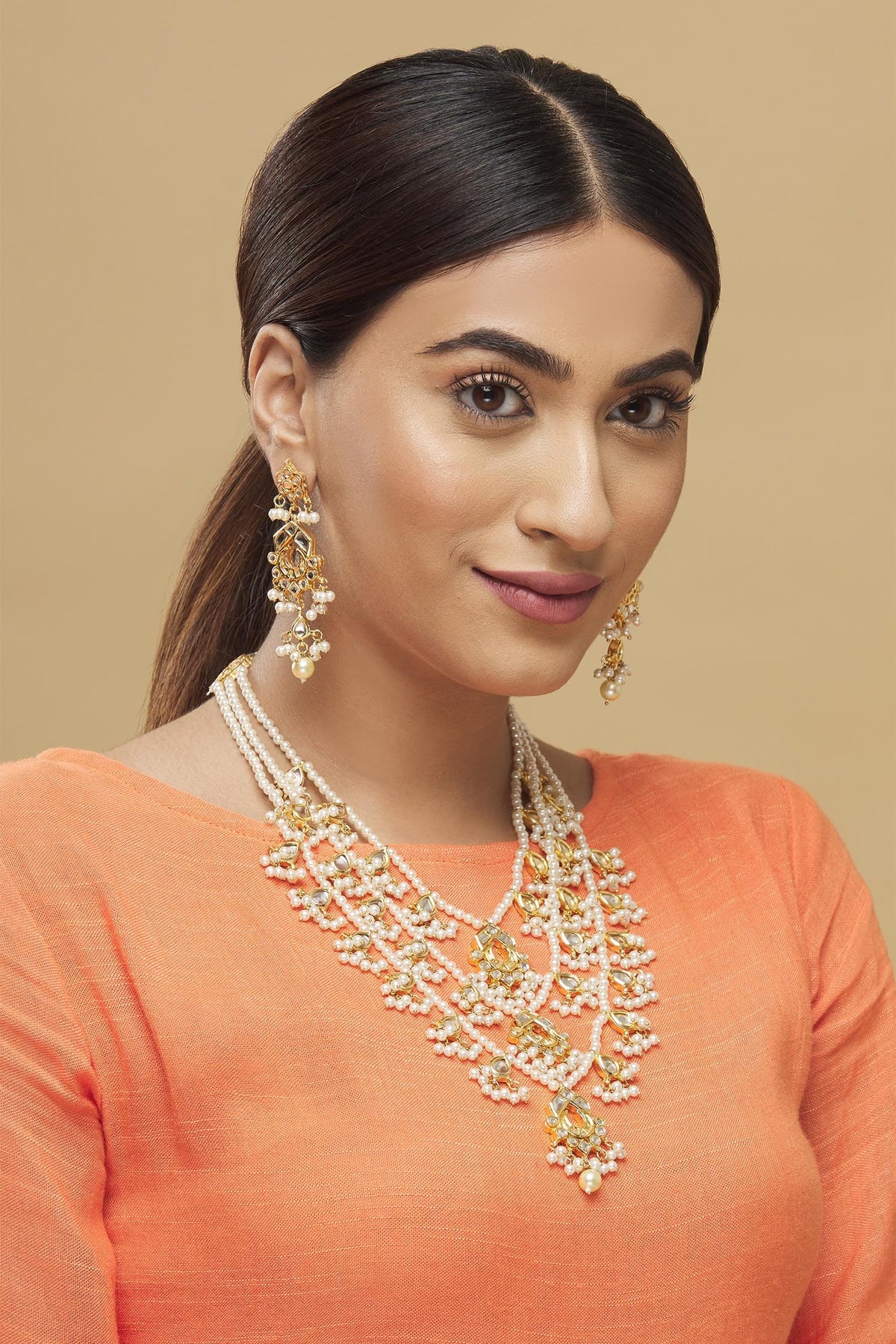 Kundan Layered Pendant Necklace Set  