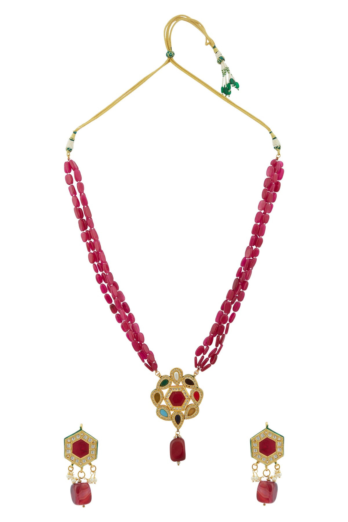 Kundan Floral Pendant Necklace Set 