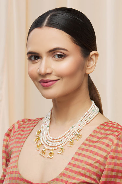 Kundan Layered Pendant Drop Necklace 