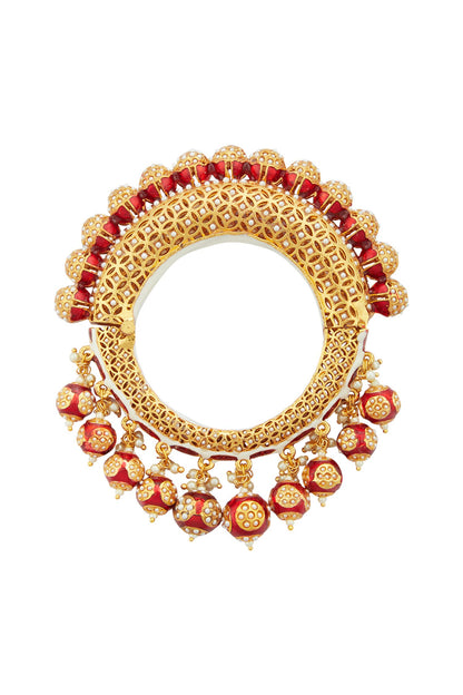 Polki Kundan Bead Drop Bangle 