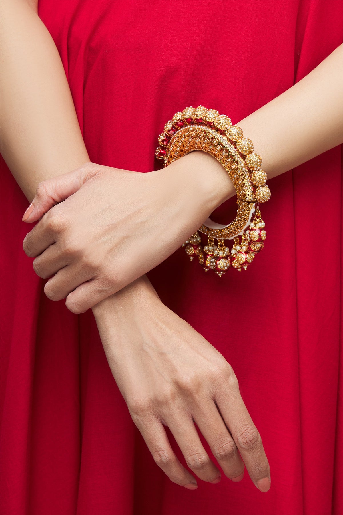 Polki Kundan Bead Drop Bangle 