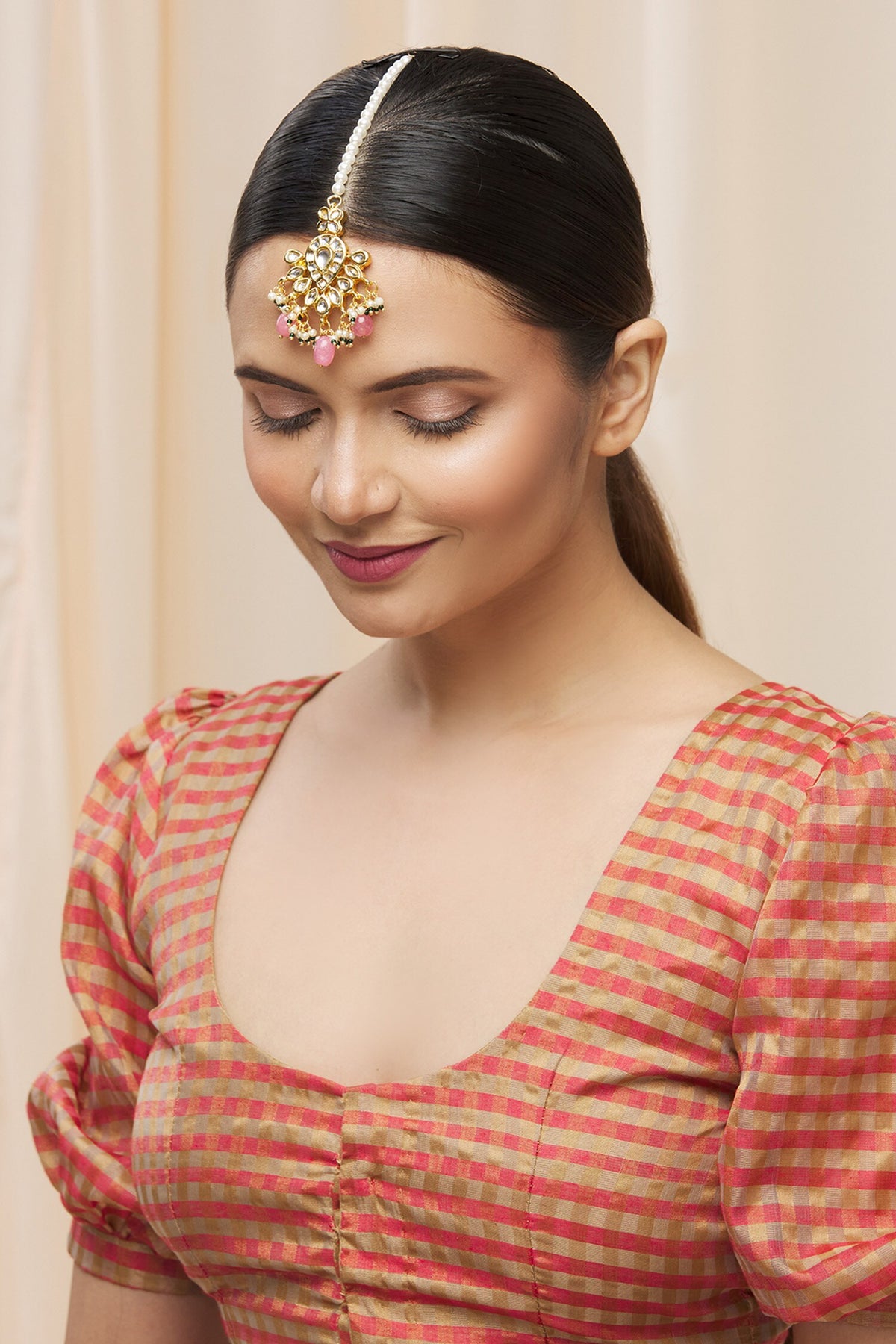 Kundan Bead Drop Maangtikka 