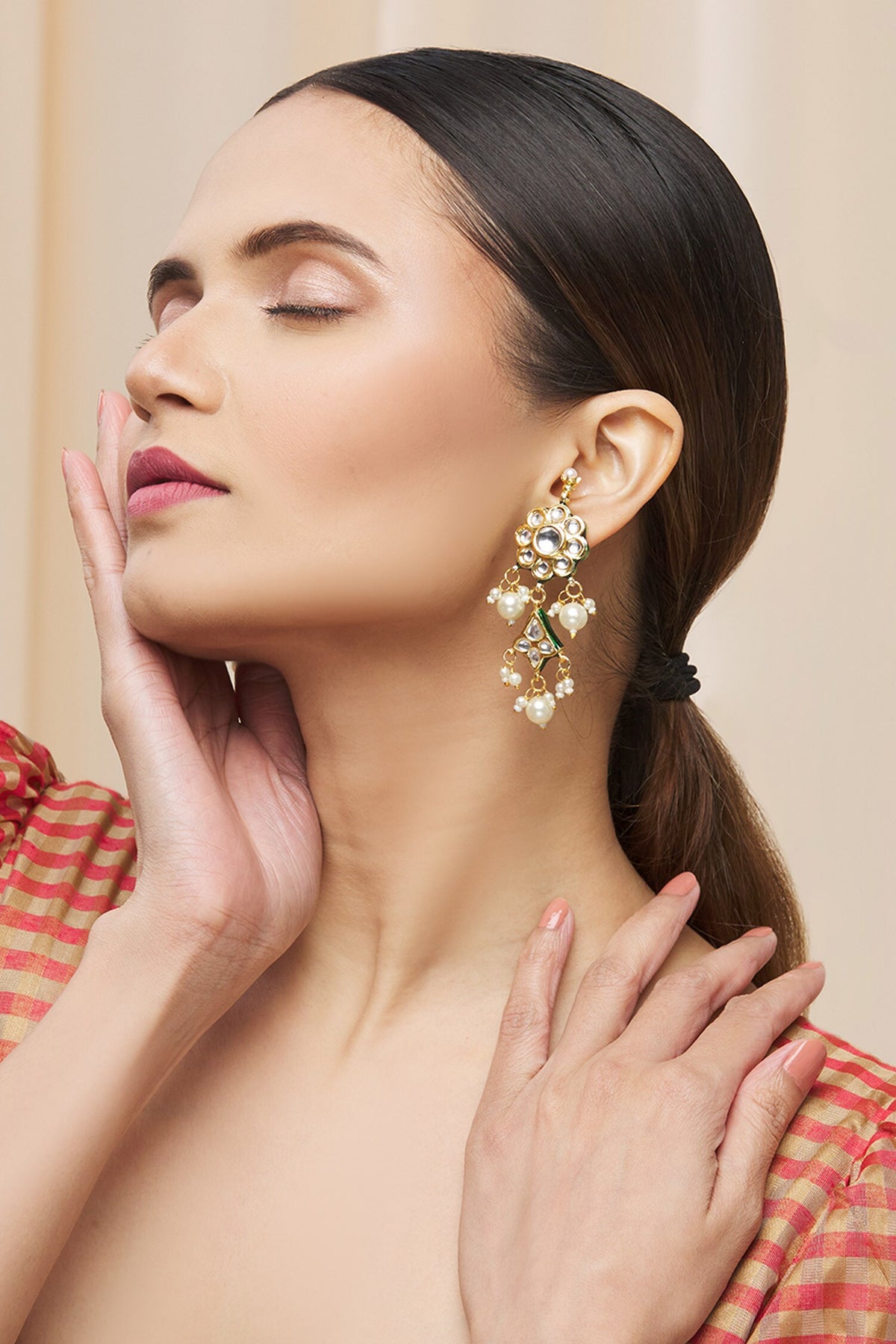 Kundan Floral Danglers 