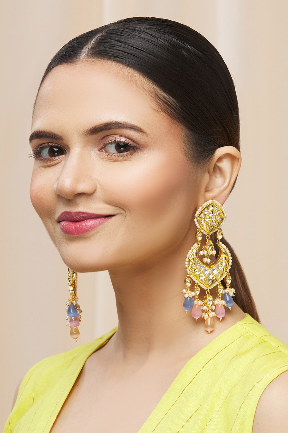 Kundan Bead Drop Danglers 