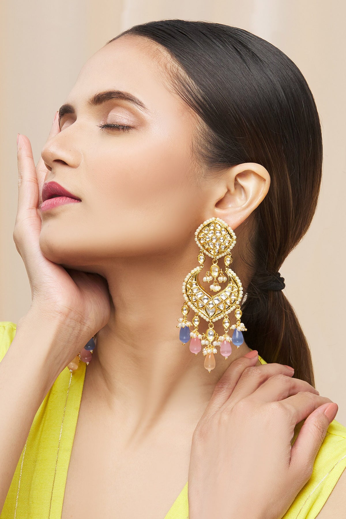 Kundan Bead Drop Danglers 