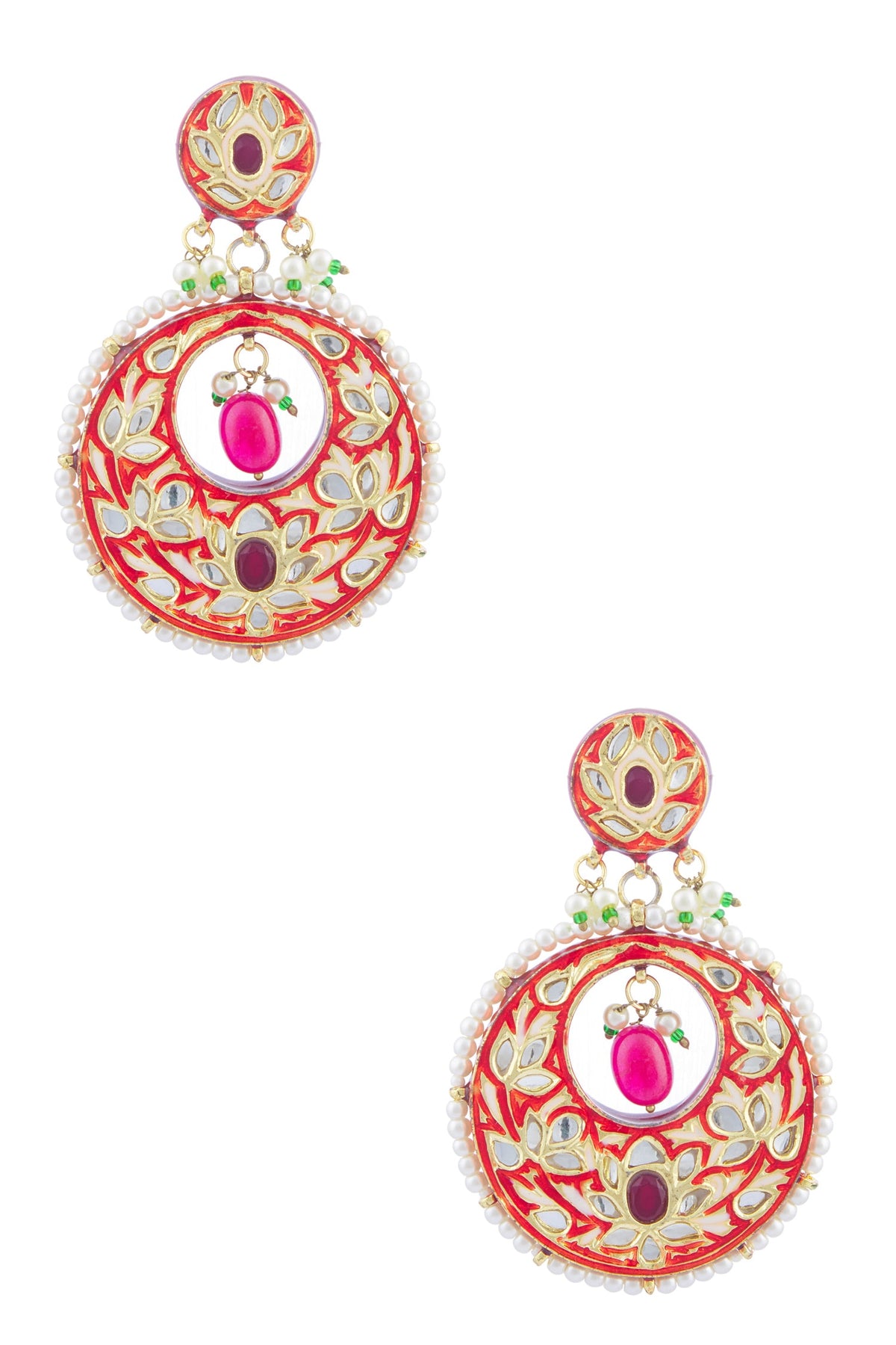 Kundan Enamel Circular Danglers 