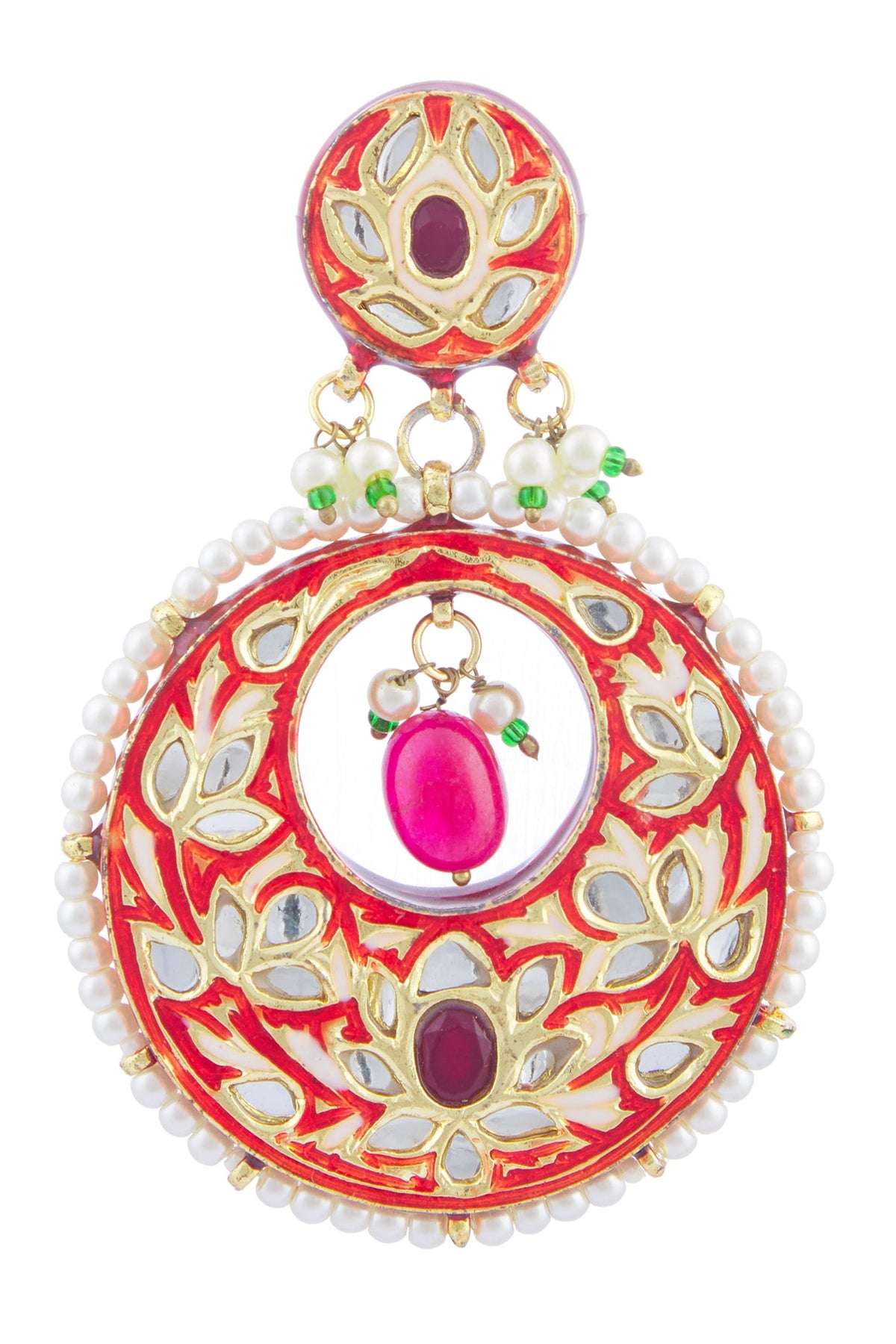 Kundan Enamel Circular Danglers 