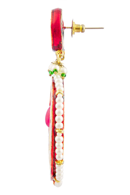 Kundan Enamel Circular Danglers 