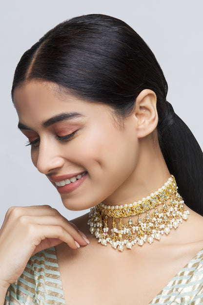 Kundan Bead Drop Choker 