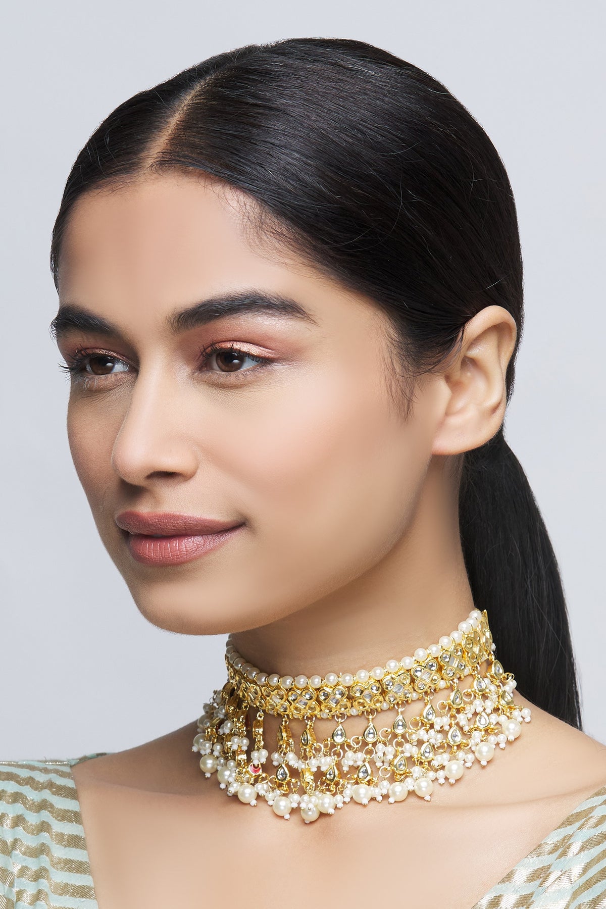 Kundan Bead Drop Choker 