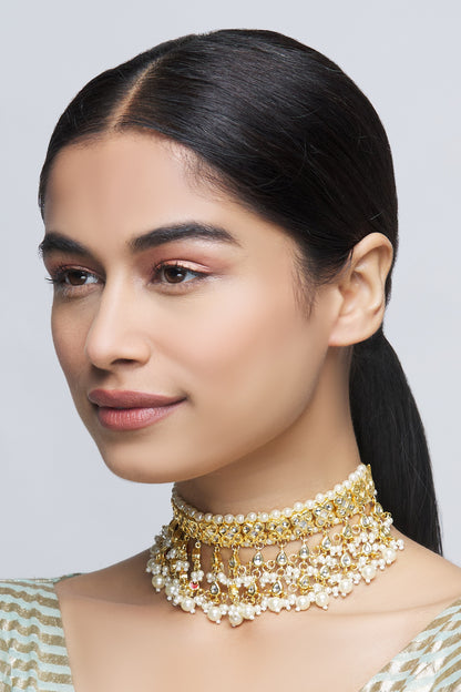Kundan Bead Drop Choker 