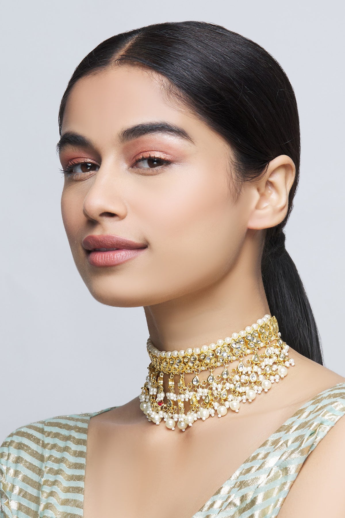 Kundan Bead Drop Choker 