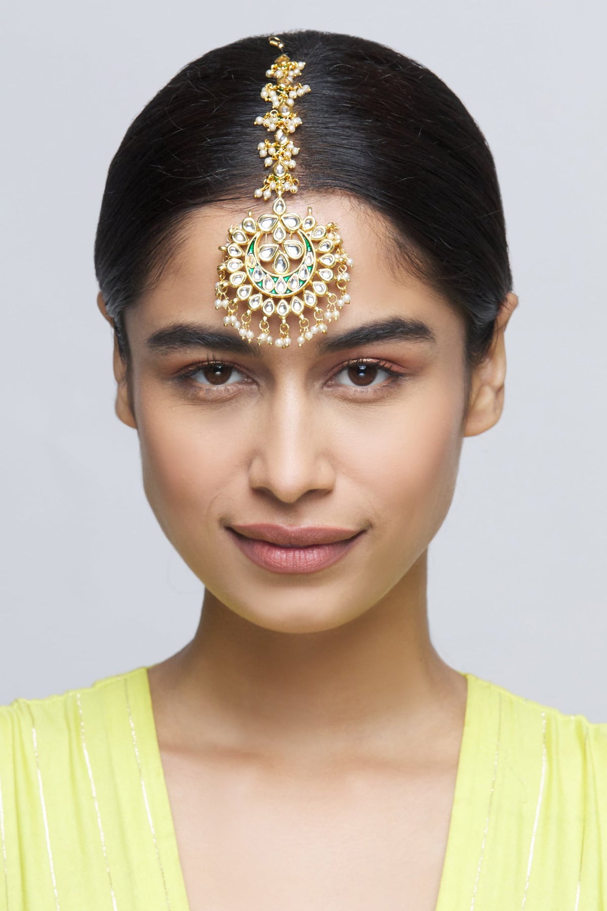 Kundan Crescent Moon Maangtikka 