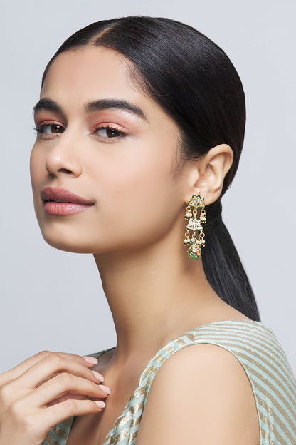 Kundan Tiered Floral Danglers 