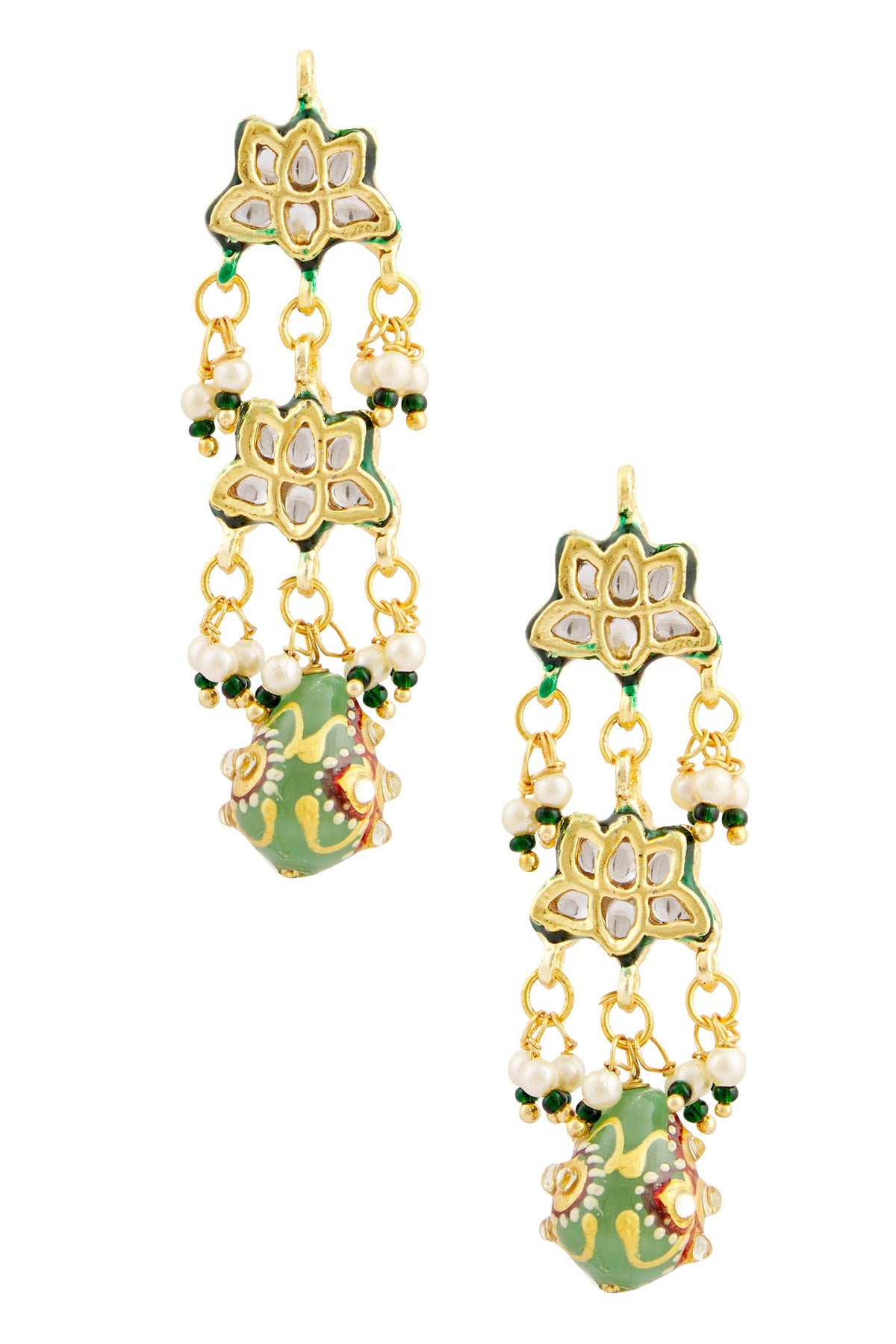 Kundan Tiered Floral Danglers 