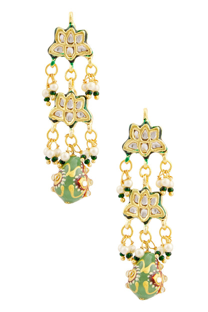 Kundan Tiered Floral Danglers 