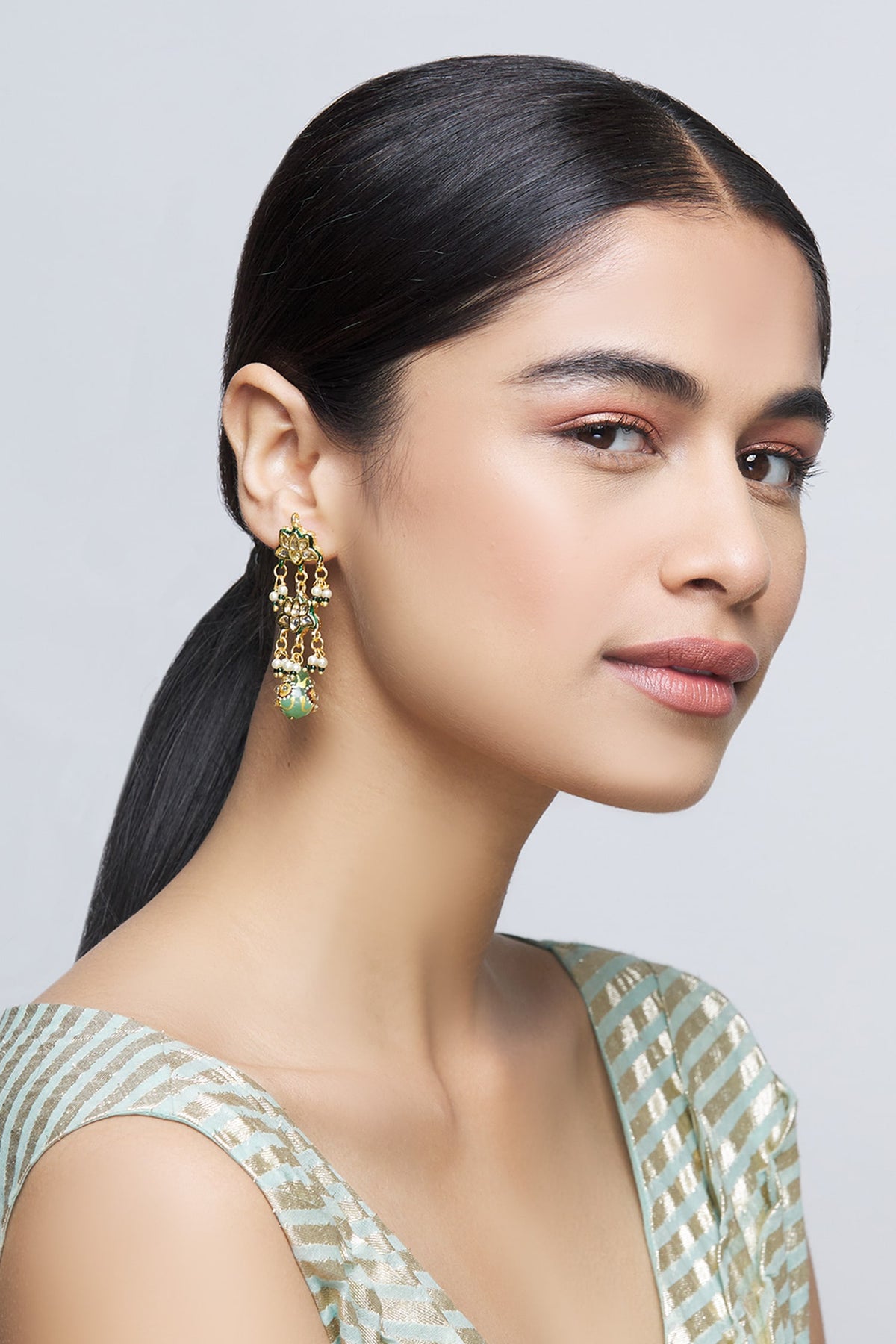 Kundan Tiered Floral Danglers 