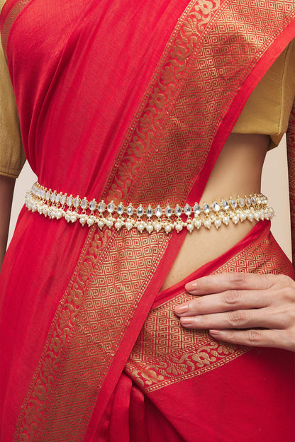 Gold Kundan & Pearl Kamarband 