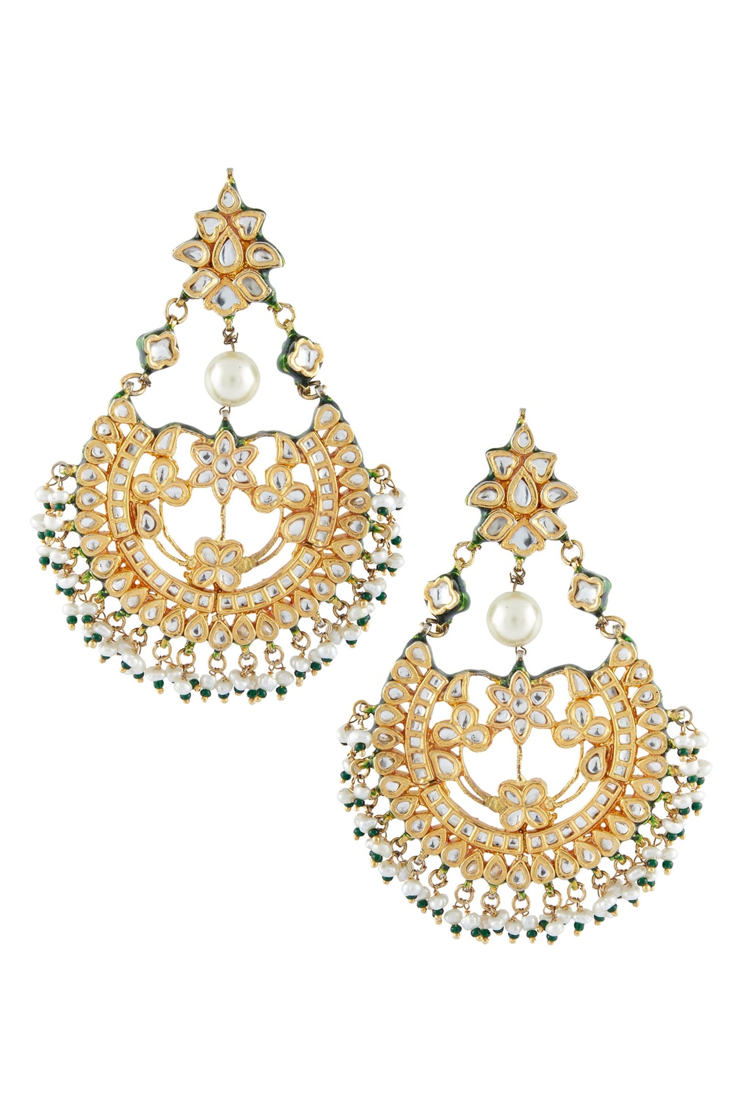 Kundan Bead Drop Chandbalis 
