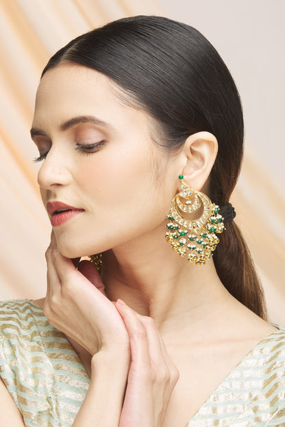 Kundan Bead Drop Chandbalis 