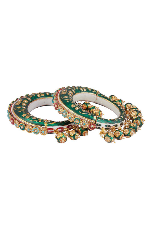 Meenakari Stone Studded Kadas - Set of 2 