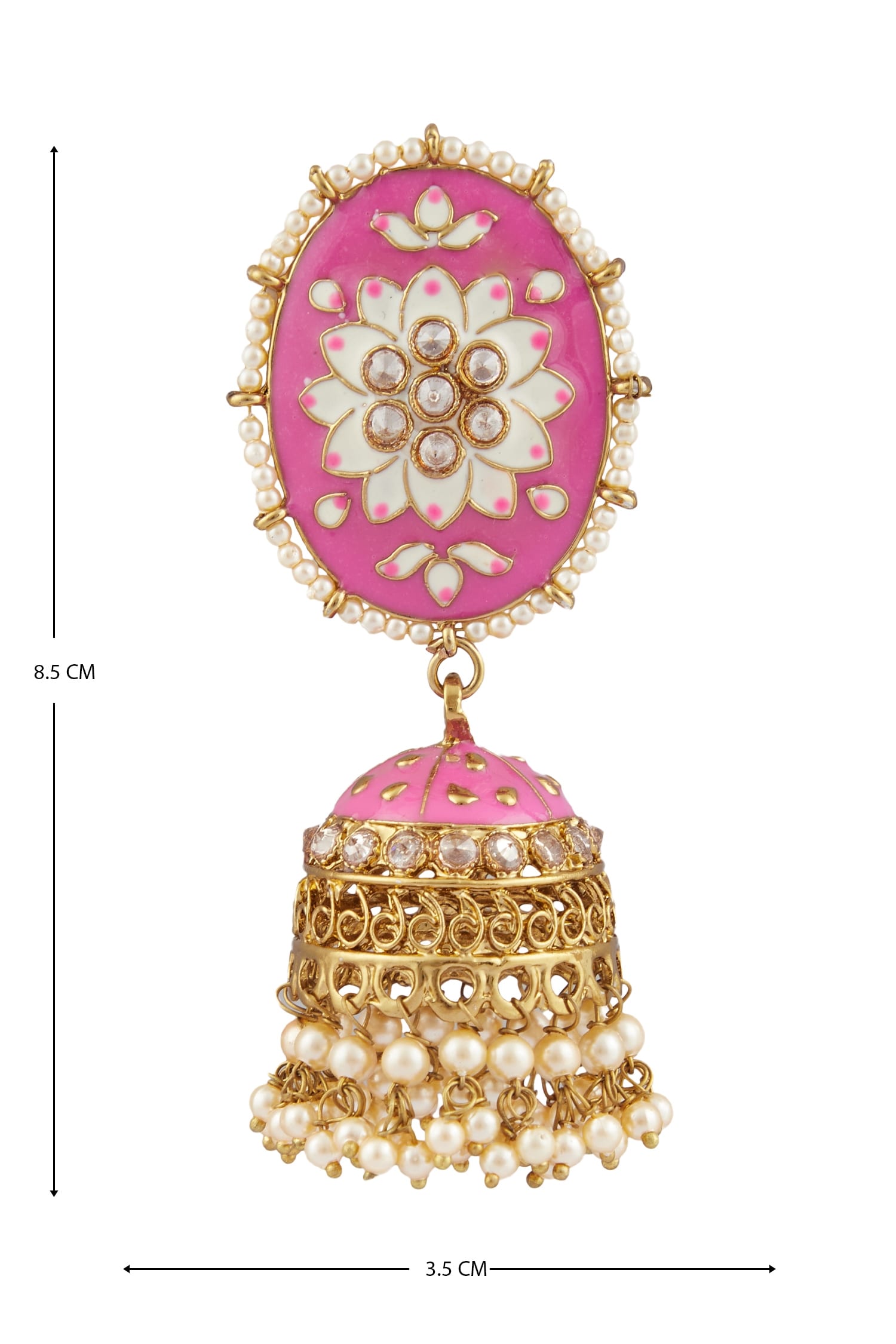 Oval Top Meenakari Jhumkas 