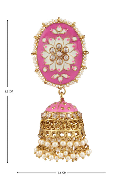 Oval Top Meenakari Jhumkas 