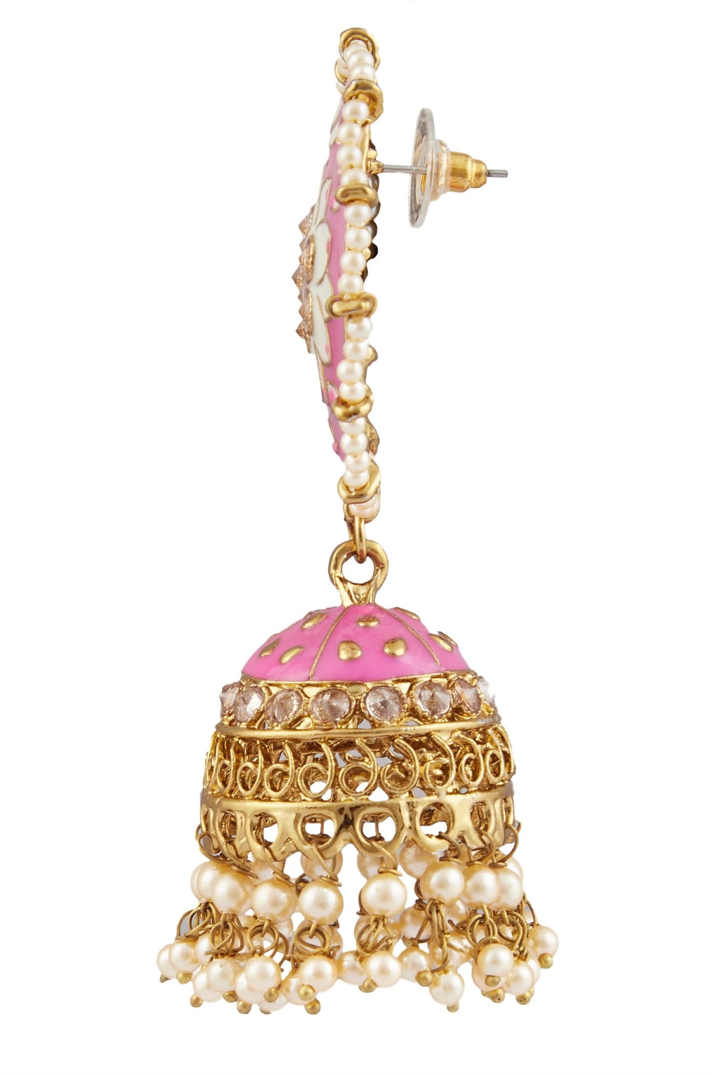 Oval Top Meenakari Jhumkas 
