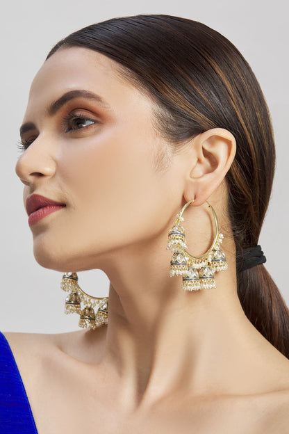 Kundan Studded Hoop Jhumkas 