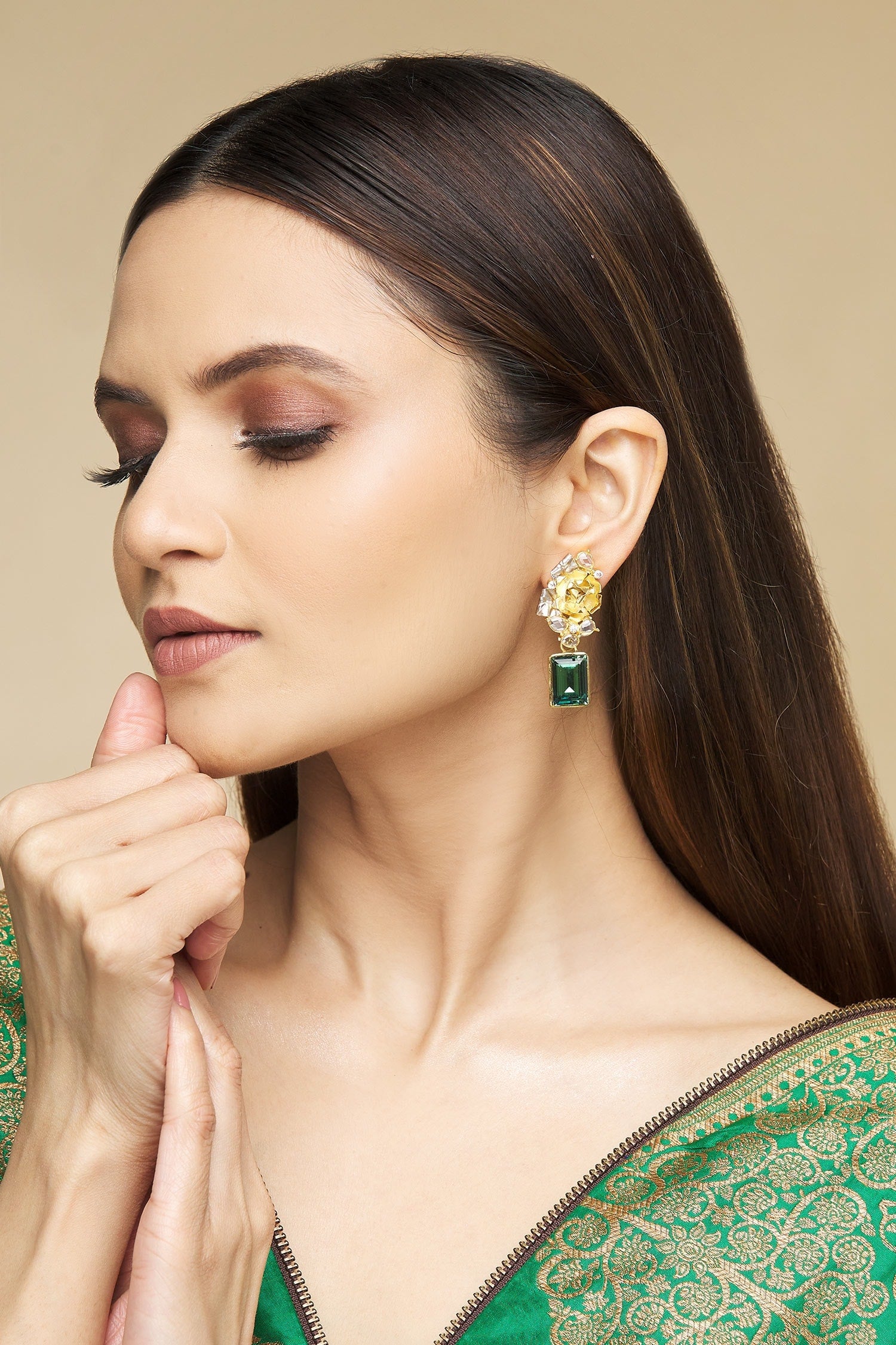 Floral Carved Drop Earrings 