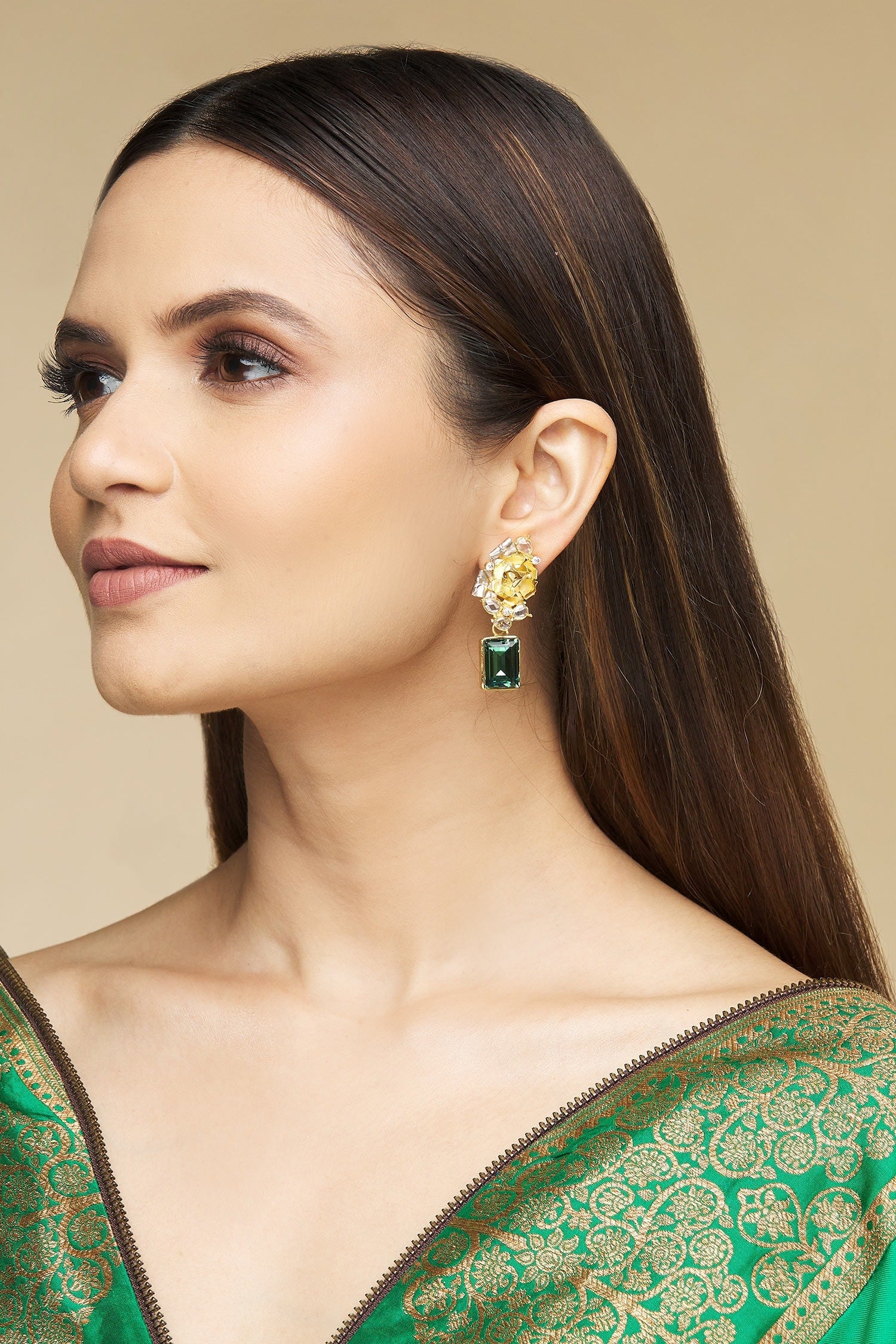 Floral Carved Drop Earrings 
