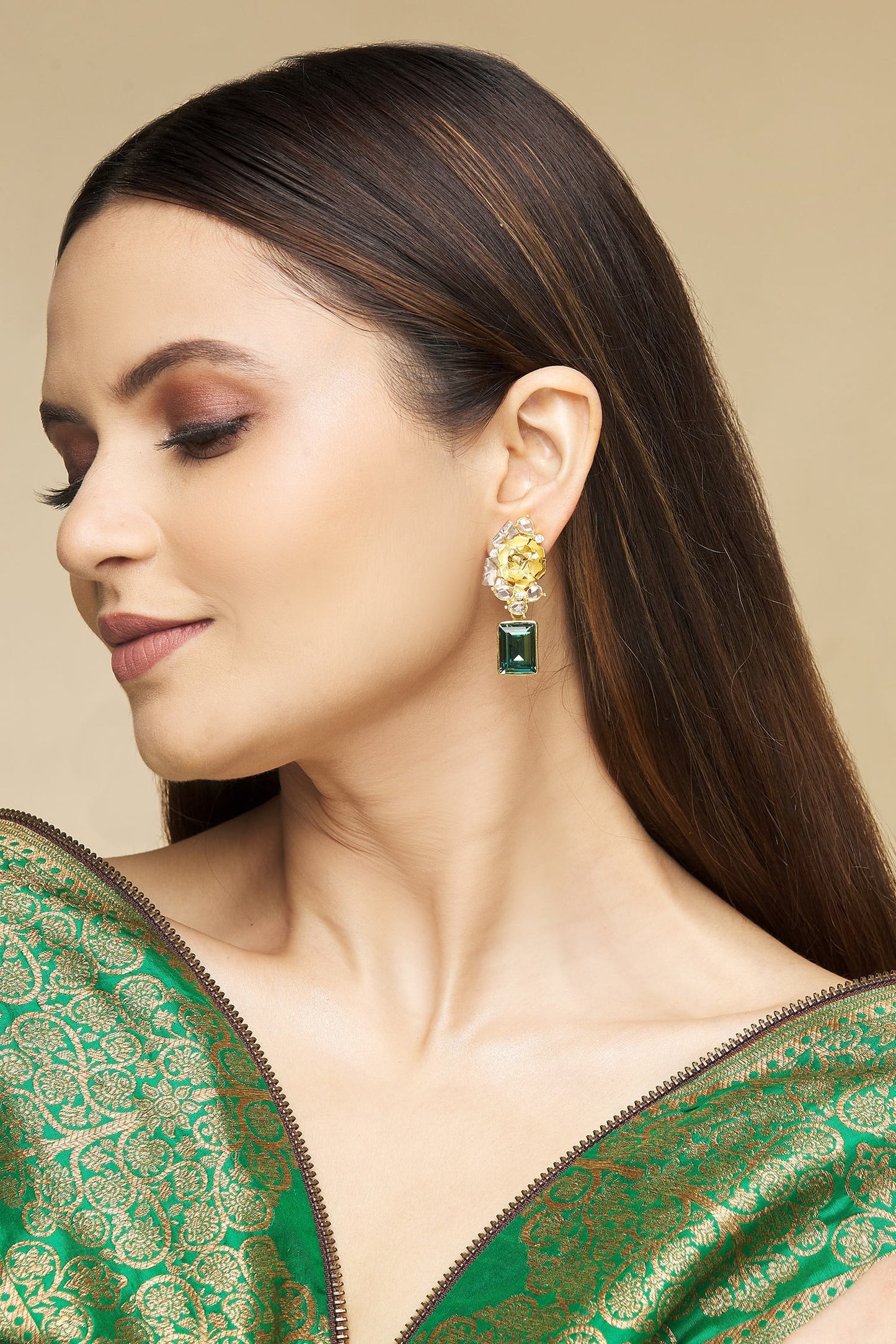 Floral Carved Drop Earrings 