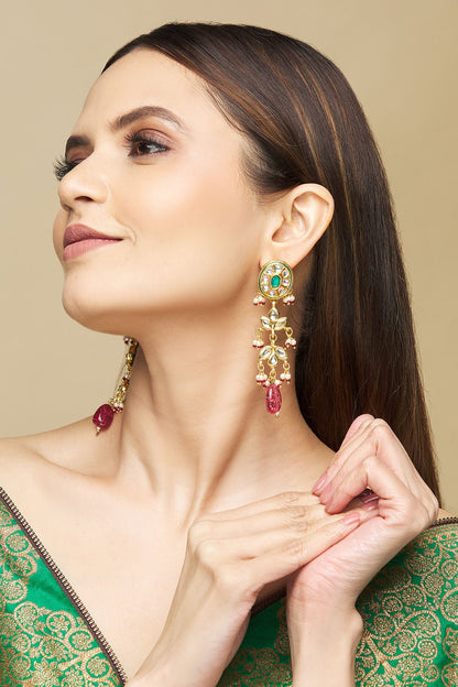 Studded Kundan Danglers 