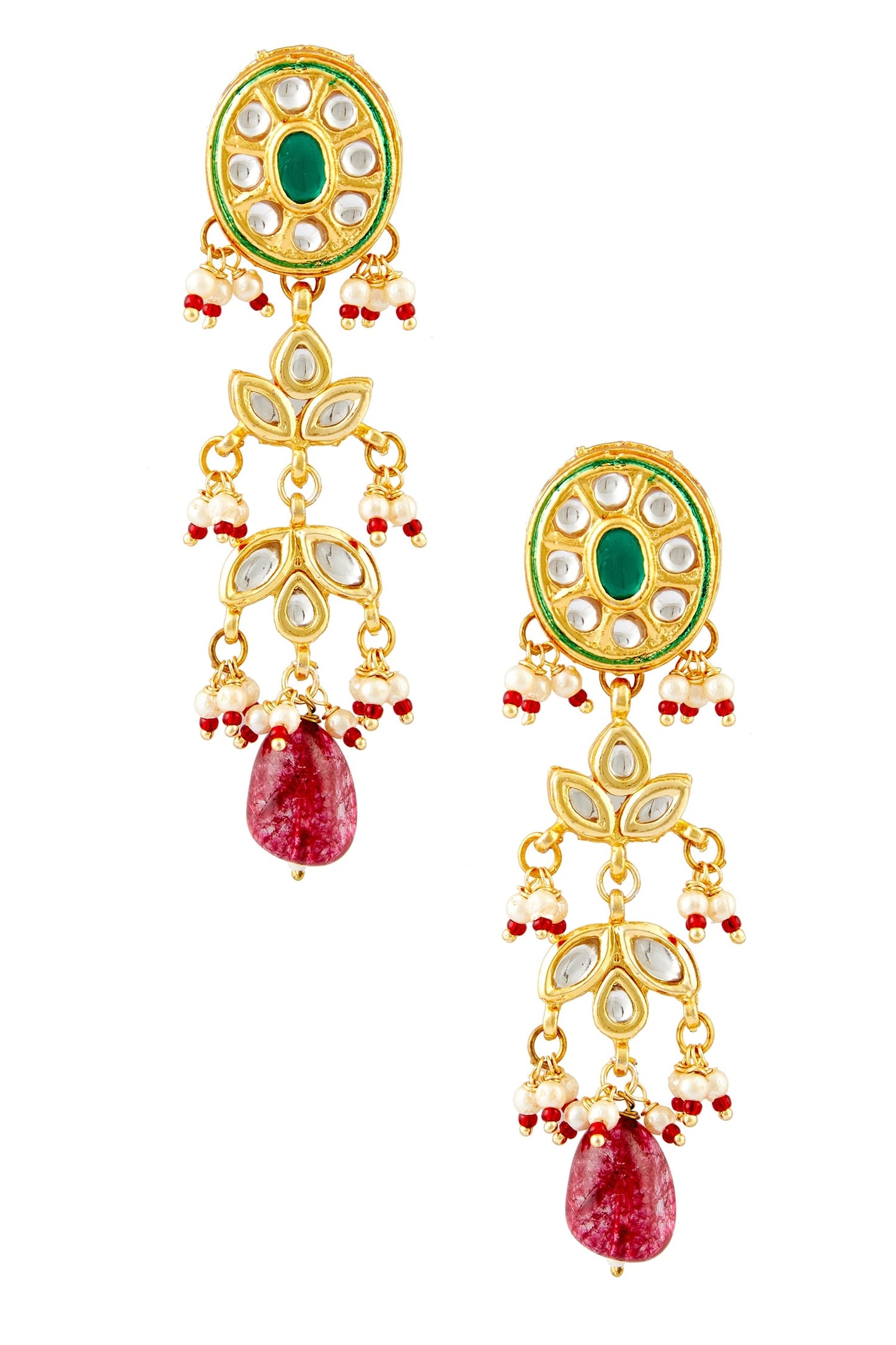 Studded Kundan Danglers 