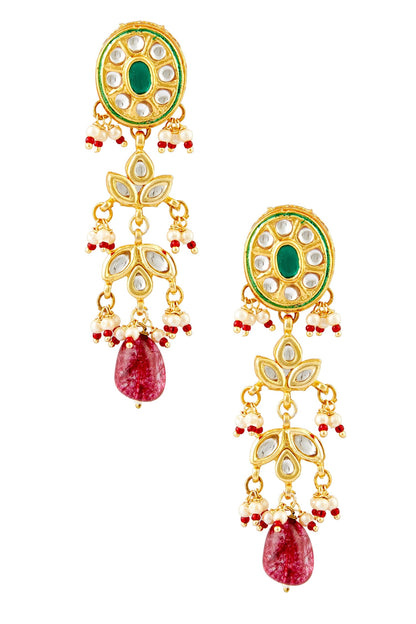 Studded Kundan Danglers 