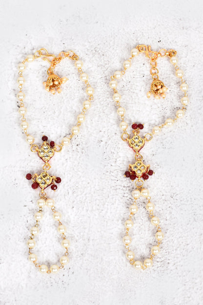 Pearl Kundan Hathphool Set 