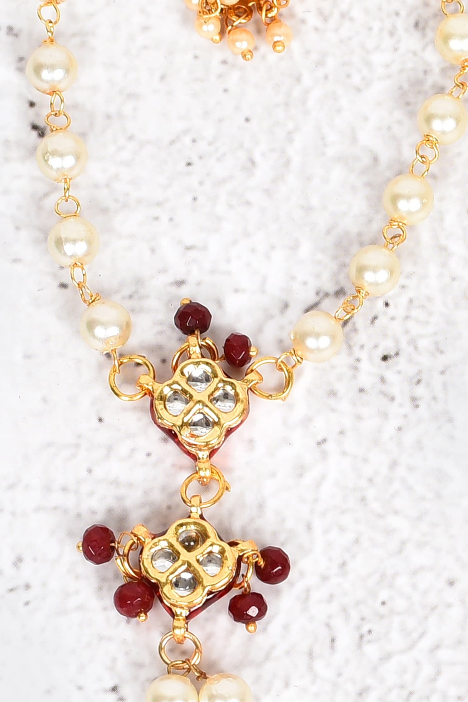Pearl Kundan Hathphool Set 