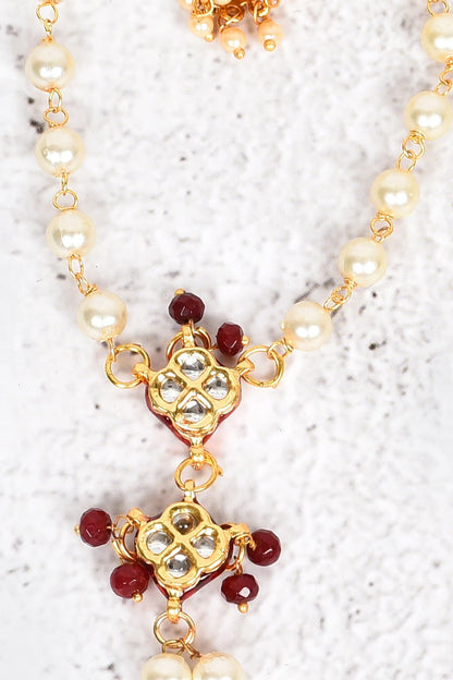 Pearl Kundan Hathphool Set 